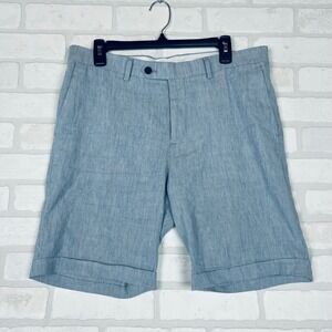 Express Mens Blue White Striped Seersucker Cuffed Shorts Size 32